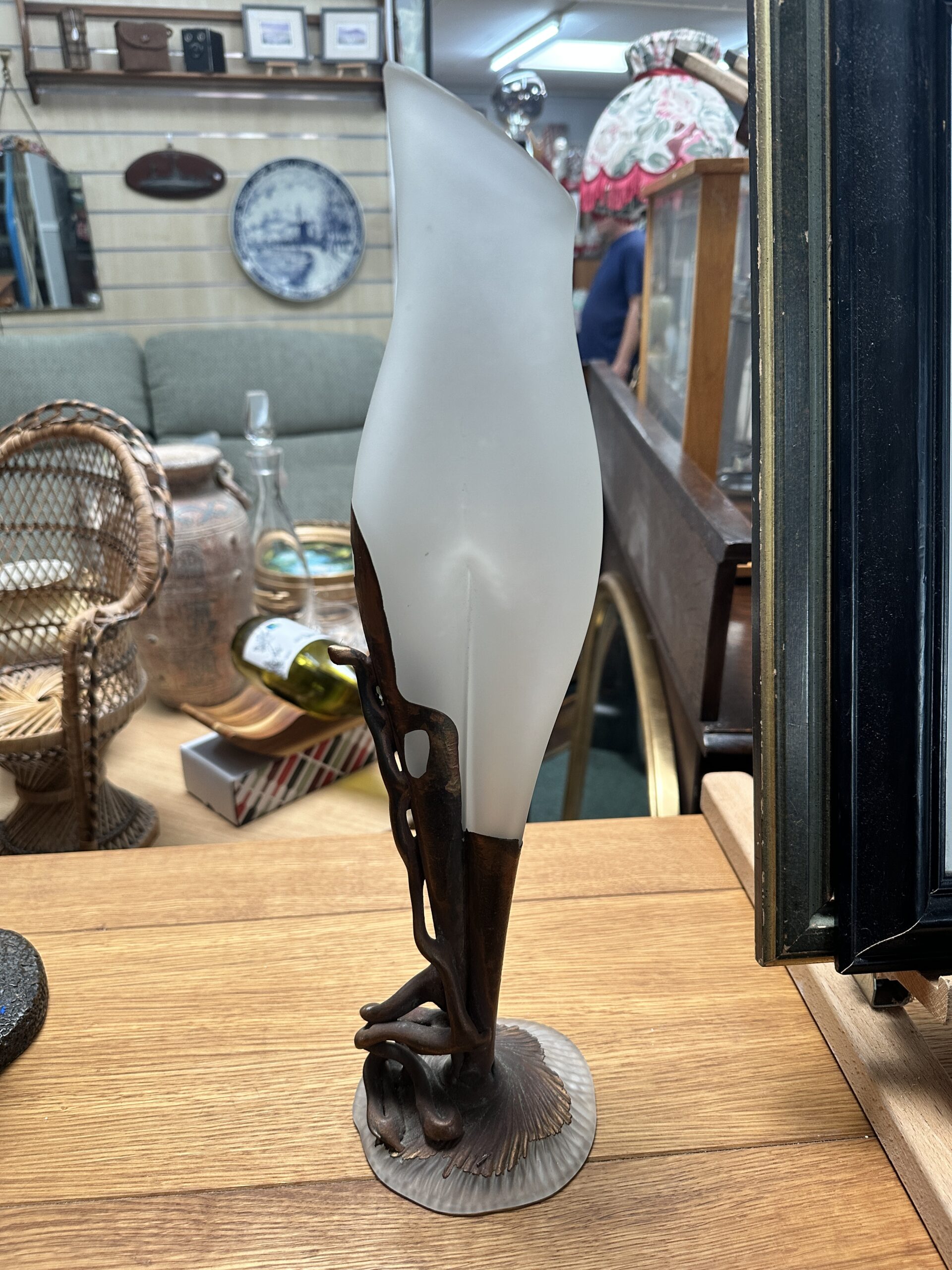Art Nouveau Style Figural Lady Frosted Glass Vase